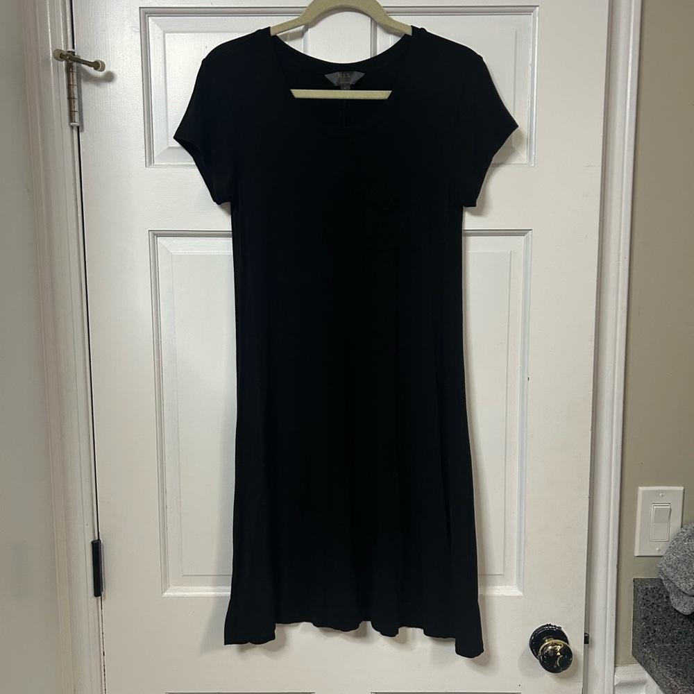 Mix Black Midi Dress with Gold Logo Label